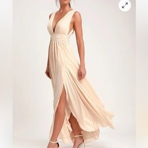 Lulus Heavenly Hues Cream Maxi Dress